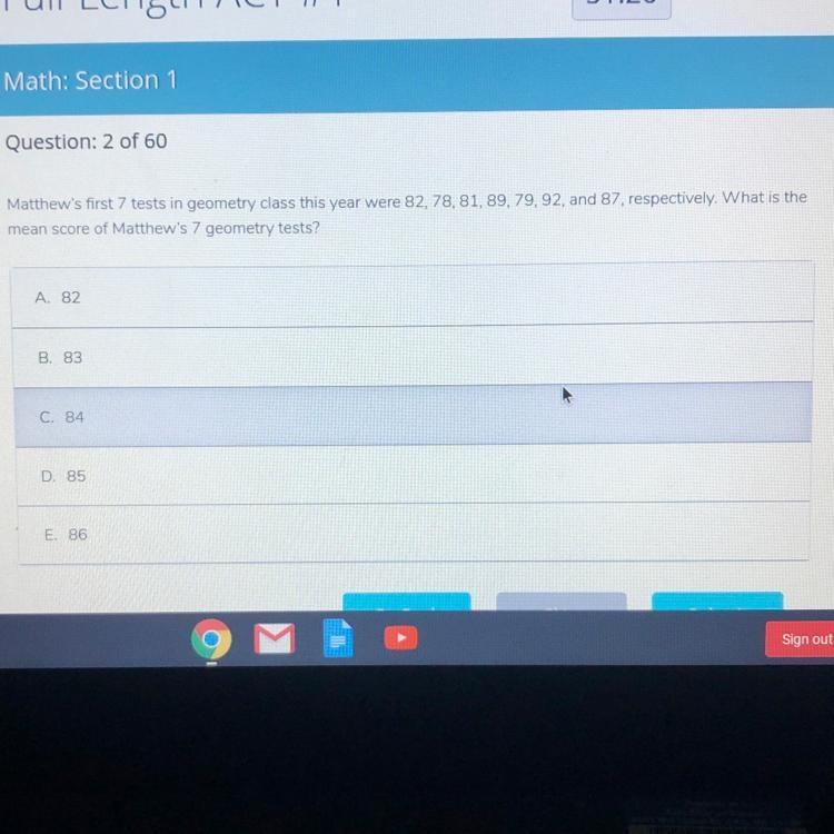 Matthew's first 7 tests in geometry class this year were 82, 78, 81, 89, 79, 92, and-example-1