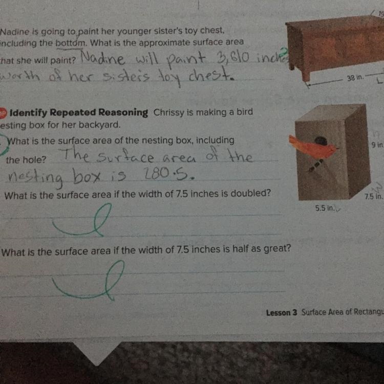 Chrissy is making a bird box for her backyard. What is the Surface area of the nesting-example-1