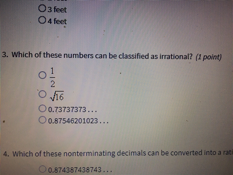 Which of these numbers can be classified as irrational-example-1