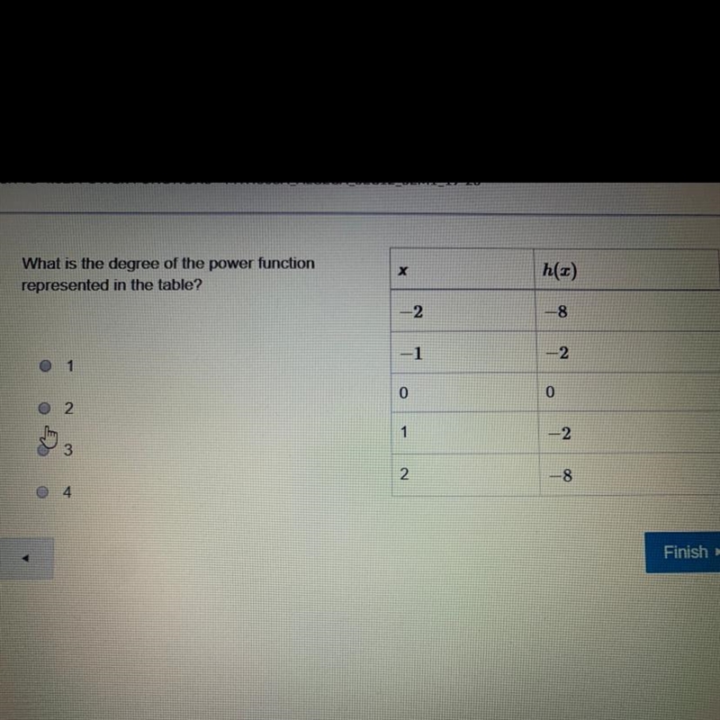 What is the degree of the power function represented in the table-example-1