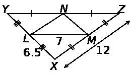 △LMN is the midsegment triangle of △XYZ. Identify the perimeter of △LMN.-example-1