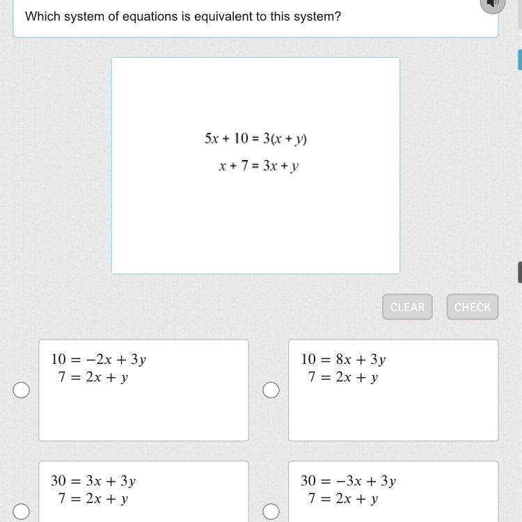 PLEASE HELP, 30 POINTS what system of equations is equivalent to this system?-example-1