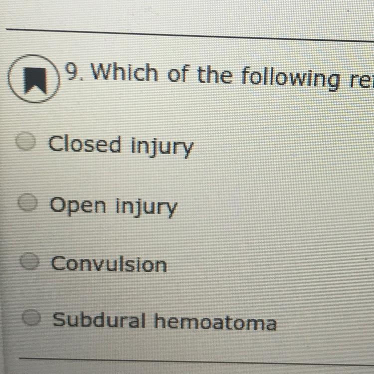 Which of the following refers to an injury that breaks the skull?-example-1