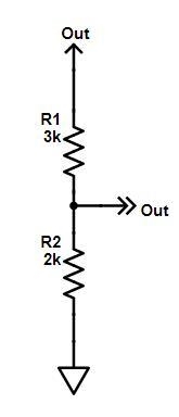 A two-resistor voltage divider employing a 2-k? and a 3-k? resistor is connected to-example-1