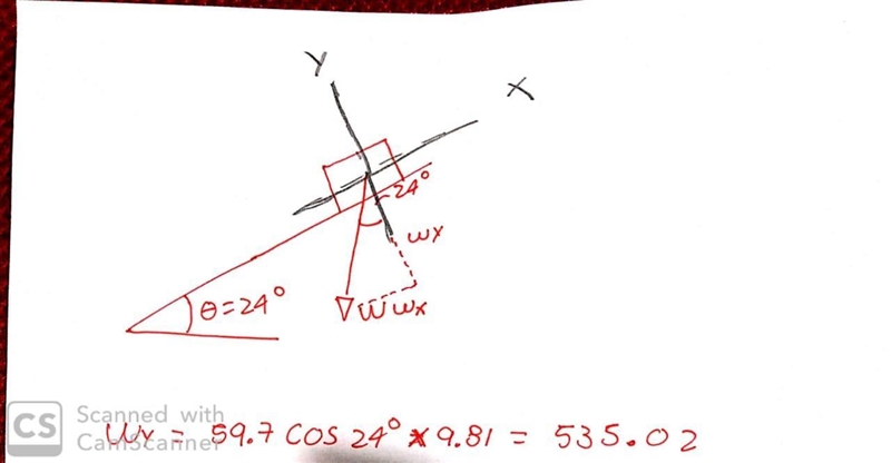 A 59.7 kg sled sits on an incline (without moving) and the angle with respect to the-example-1