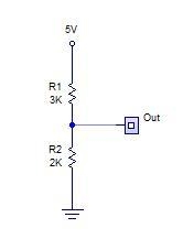 A two-resistor voltage divider employing a 2-k and a 3-k resistor is connected to-example-1