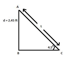 In the design of a new building, a doorway is 2.45 ft above the ground. A ramp for-example-1