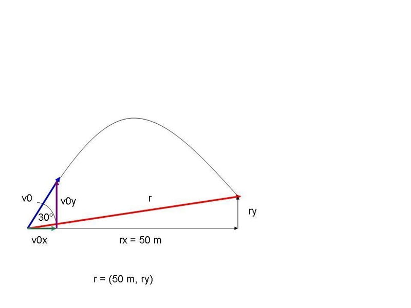 A player kicks a football (from the ground) at an initial angle of 30°. The football-example-1