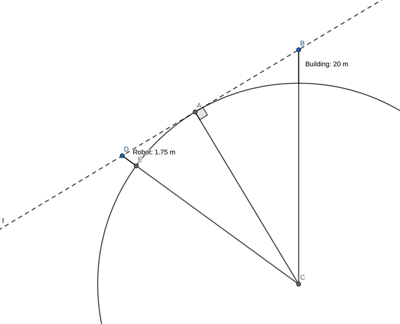 Assume the Earth is a ball of perimeter 40, 000 kilometers. There is a building 20 meters-example-1