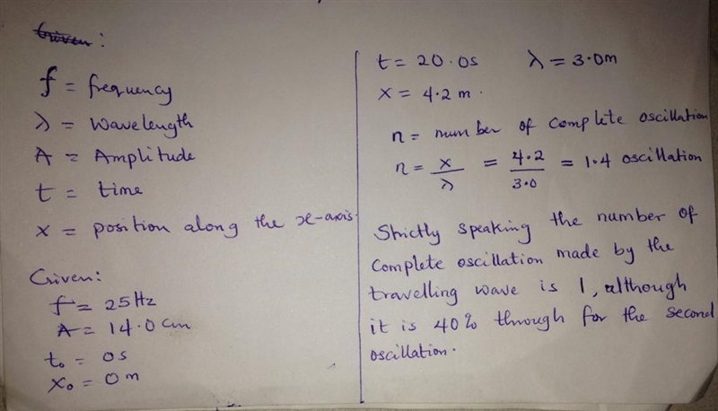 A wave has a wavelength of 3.0 m, a frequency of 25.0 Hz, and an amplitude of 14.0 cm-example-1