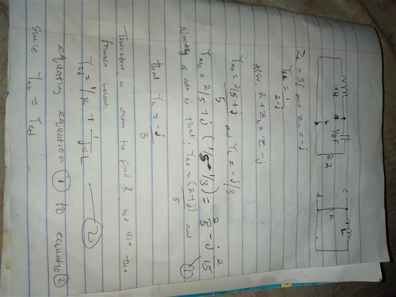 (2) What values of R and C make the impedance between c- d equal the impedance between-example-1