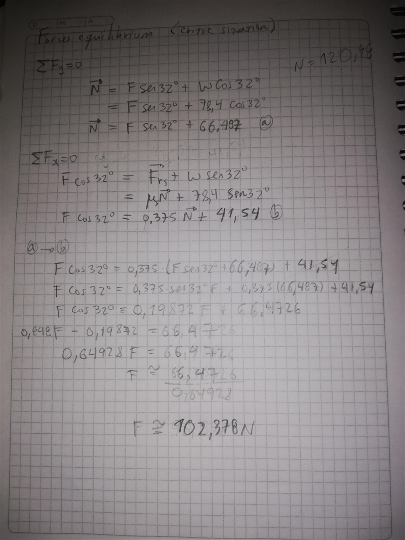 An 8.00 kg mass is at rest on an incline, the angle of the incline is 32.0°. The incline-example-2