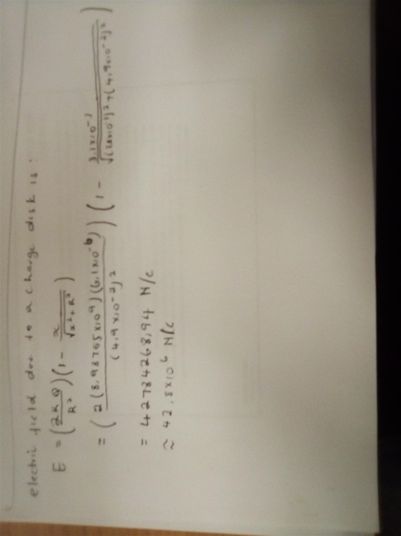 Consider a disk of radius 4.9 cm, having a uniformly distributed charge of +6.1 μC-example-1