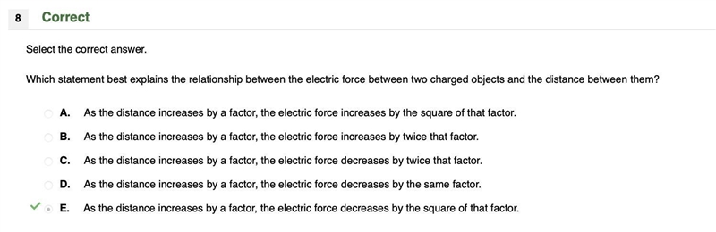 Which statement best explains the relationship between the electric force between-example-1