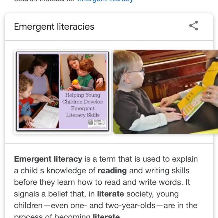 Which definition most accurately describes the term emergent literacy ? A. The ability-example-1