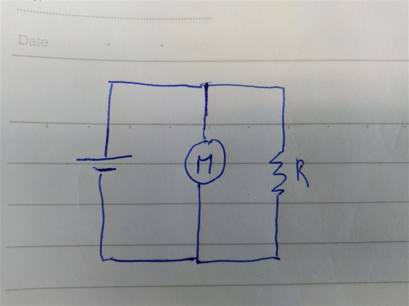 Sketch the circuit labeling the meter and bulb as two separate resistors connected-example-1