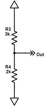 A two-resistor voltage divider employing a 2-k? and a 3-k? resistor is connected to-example-2