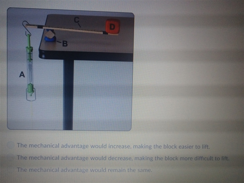 How would the photos set up change the mechanical advantage of lifting the block as-example-1