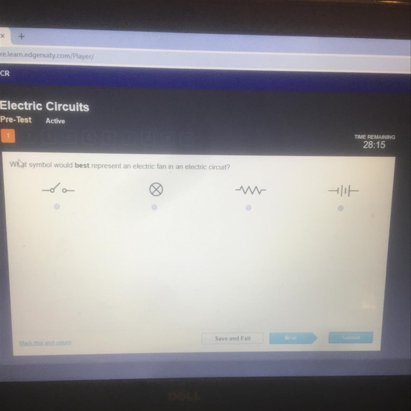 What symbol would best represent an electric fan in an electric circuit?-example-1