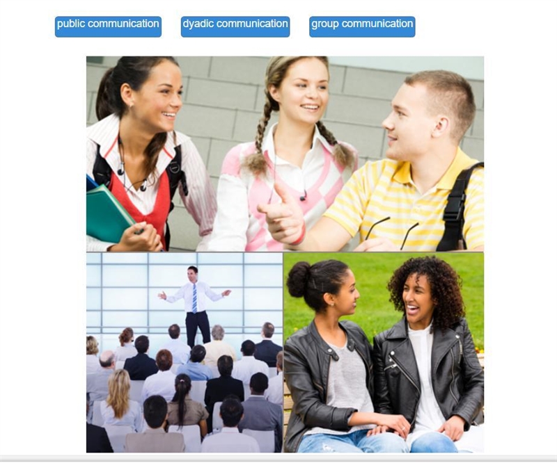 Drag each label to the correct image. Match each type communication to the appropriate-example-1