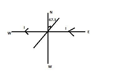 A straight wire is aligned east-west in a region where Earth’s magnetic field has-example-1