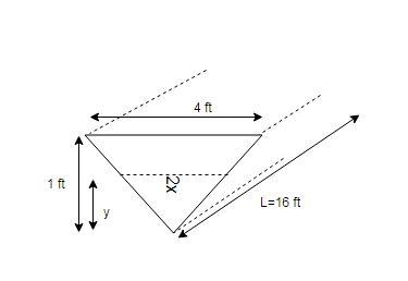 Ask Your Teacher A trough is 16 ft long and its ends have the shape of isosceles triangles-example-1