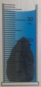 A graduated cylinder contains 20.0 mL of water. After a rock is placed in the cylinder-example-1