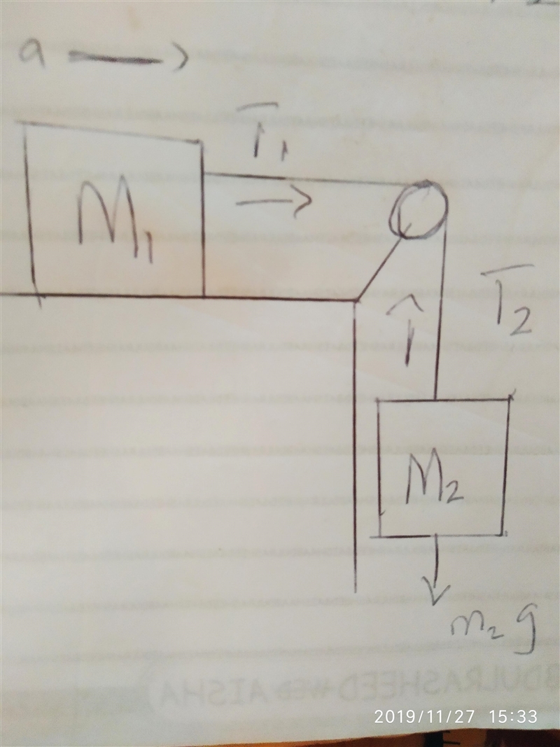 A 2.10 kg textbook rests on a frictionless, horizontal surface. A cord attached to-example-1