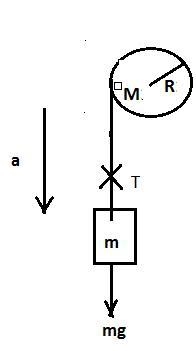 A uniform disk (I =½ MR2 ) of mass 8.0 kg can rotate without friction on a fixed axis-example-1