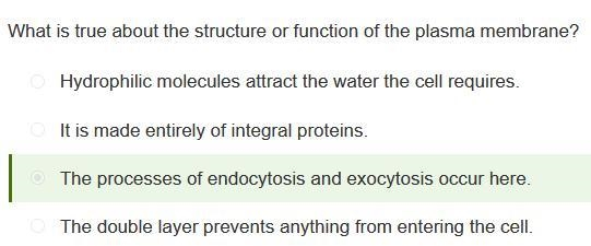 What is true about the structure or function of the plasma membrane? Hydrophilic molecules-example-1