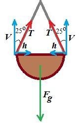 A 5.6 kg flower pot is suspended by two chains from the ceiling. The chains make an-example-1