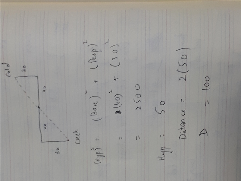 Creek and Cold stand back-to-back and walk in opposite directions for $40$ yards each-example-1