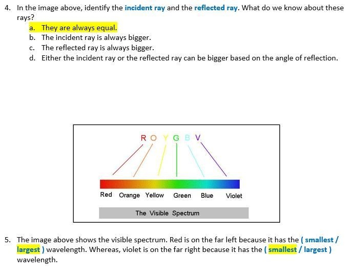 PLEASE HELP!! 9TH K12 GCA LIGHT TEST REVIEW SHEET FOR PHYSICS! 100 POINTS!! 1. The-example-3