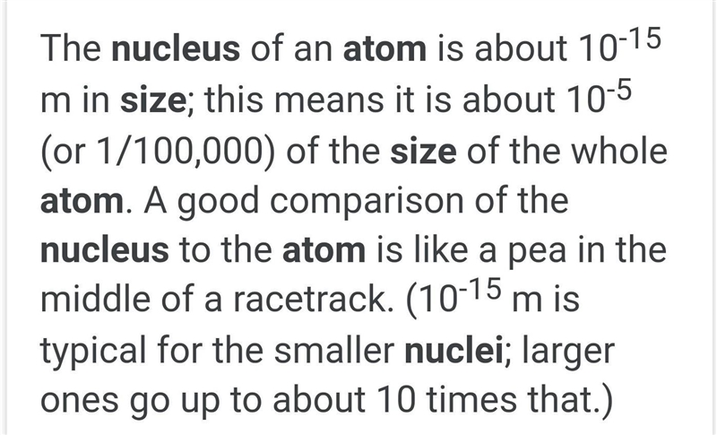 How does the size of the nucleus compared to the size of an atom-example-1