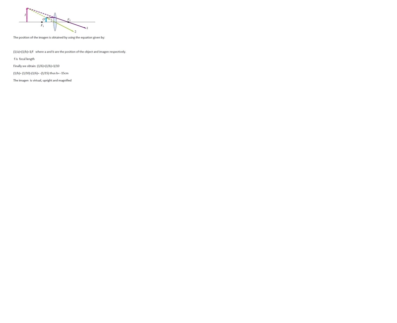 An object is 6.0cm in front of a converging lens with a focal length of 10cm . Part-example-1