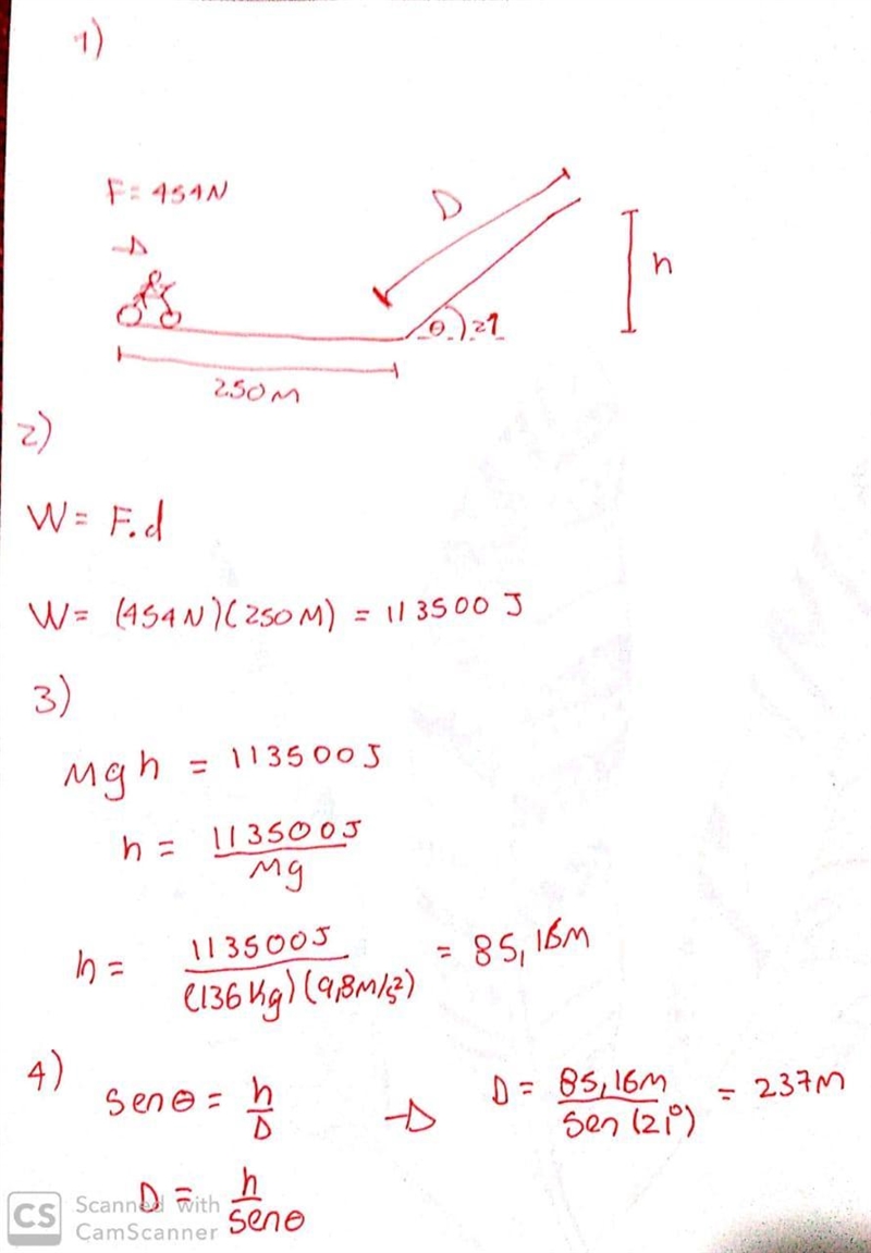 A bicyclist starting from rest applies a force of F = 454 N to ride his bicycle across-example-1