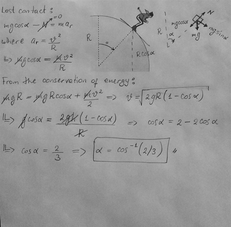 At what point does she lose contact with the snowball and fly off at a tangent? That-example-1