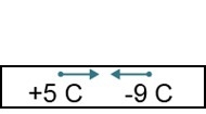 Charges of +5C and −9C are at a distance of 1m from each other. Which diagram represents-example-3