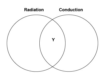 Allen made a diagram to compare radiation and conduction. Which label belongs in the-example-1