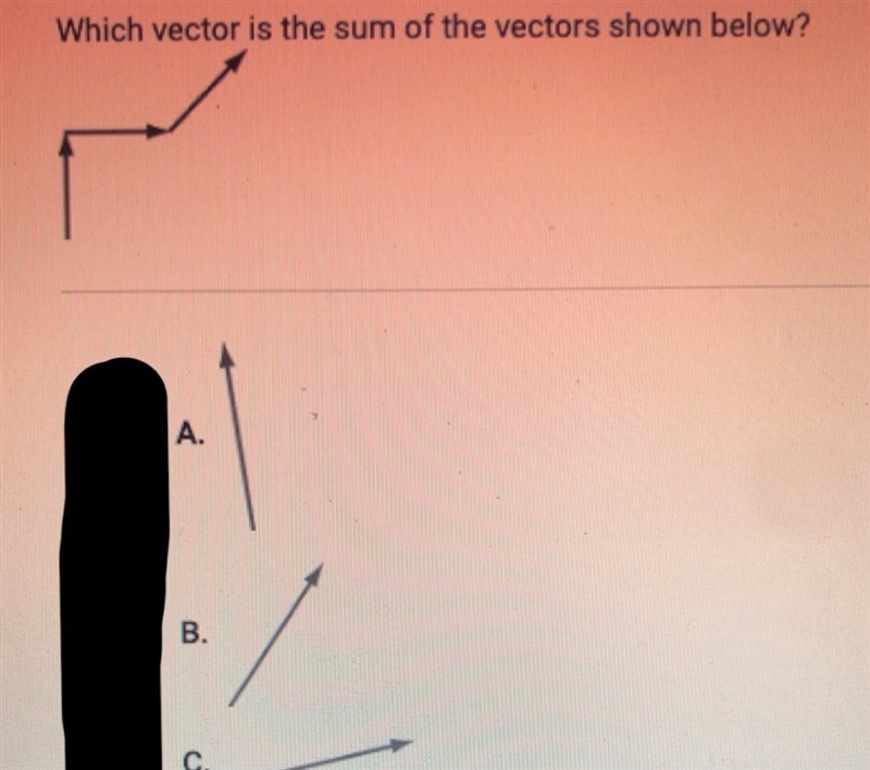 Which vector is the sum of the vectors shown below?-example-1