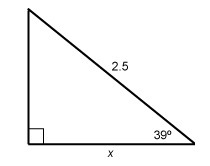 What is the length x of the side of the triangle below? (Hint: Use the cosine function-example-1