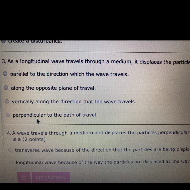 As a longitudinal wave travels through a medium it displaces the particles HELP FAST-example-1