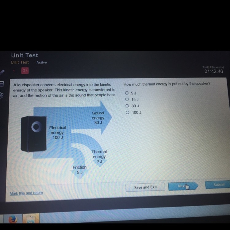 How much thermal energy is put out by the speaker?-example-1