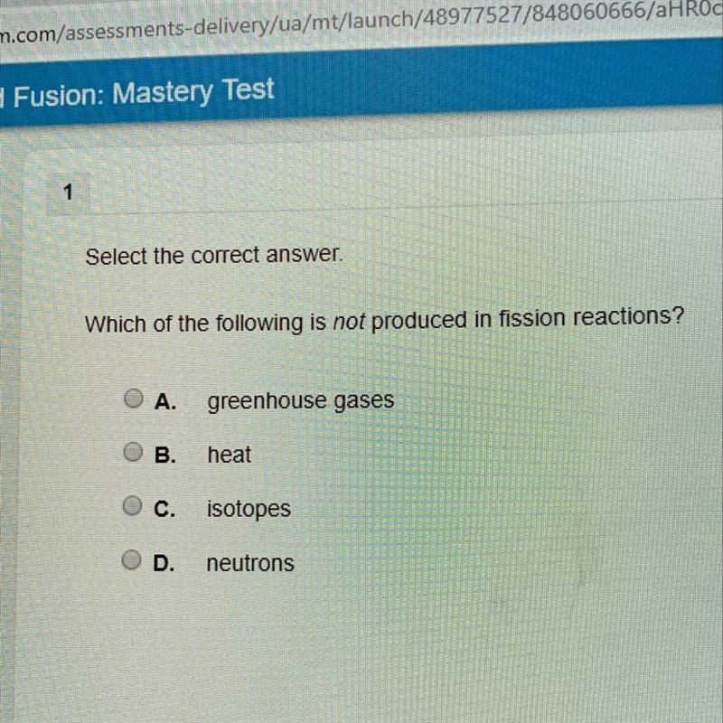 Witch of the following is NOT produced in fission reactions?-example-1