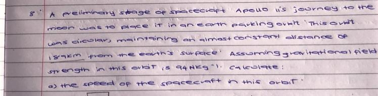 Calculate A) the speed of the spacecraft in this orbit B) the time to complete one-example-1