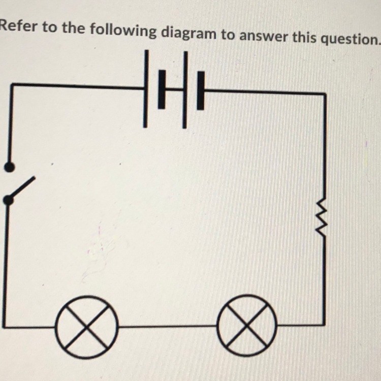 Which descriptor applies to the circuit? A- on B- closed C- incomplete D- open-example-1