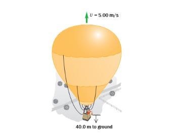 A hot-air balloonist, rising vertically with a constant speed of 5.00 m/s releases-example-1