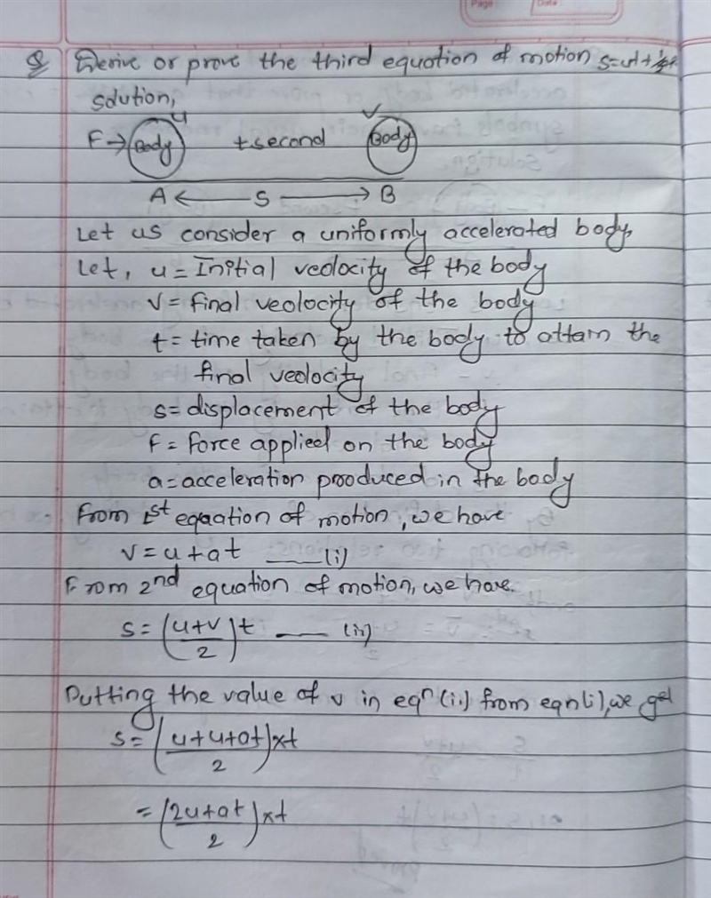 Derive 2nd and 3rd equation of motion​-example-2