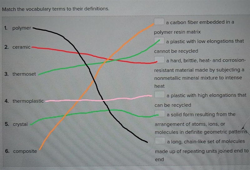 Match the vocabulary terms to their definitions. ​-example-1