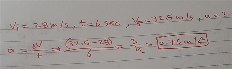 A car is travelling at a steady velocity of 28 m/s. It accelerates for 6 seconds to-example-1